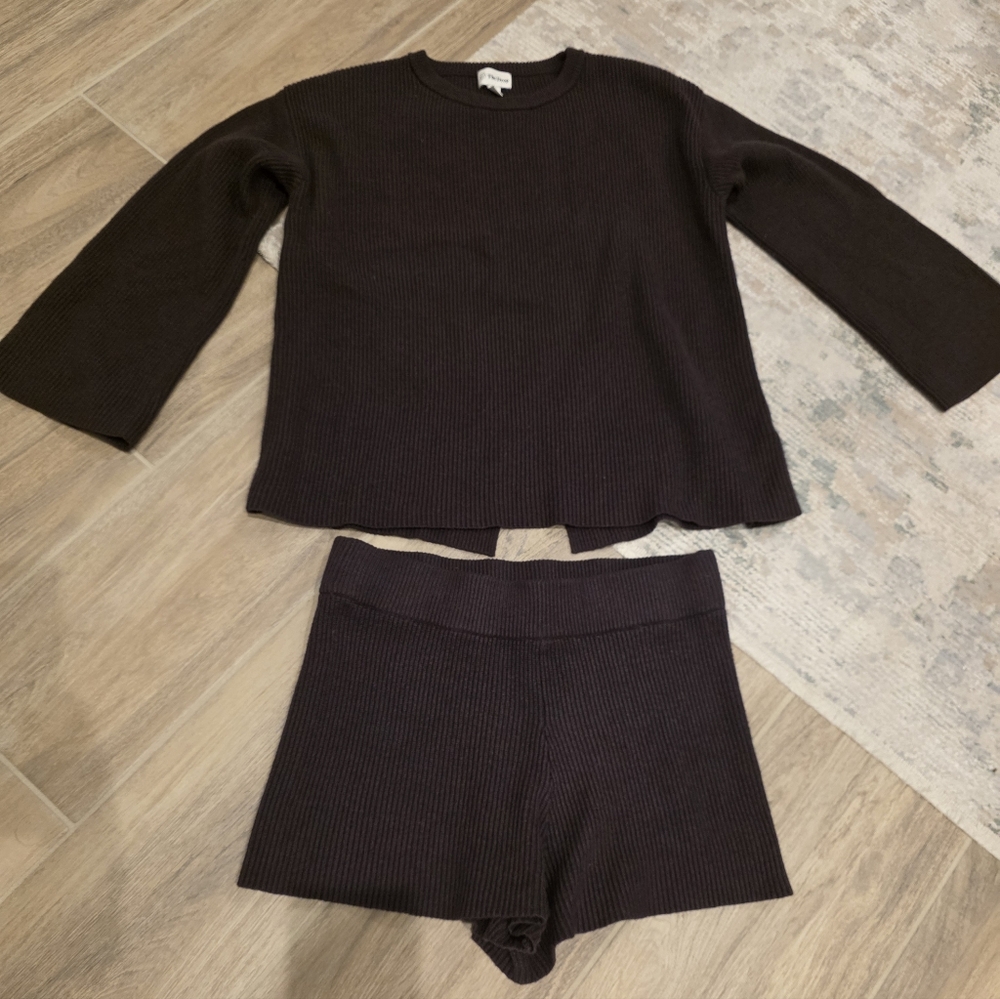 Dark Brown Ribbed Set